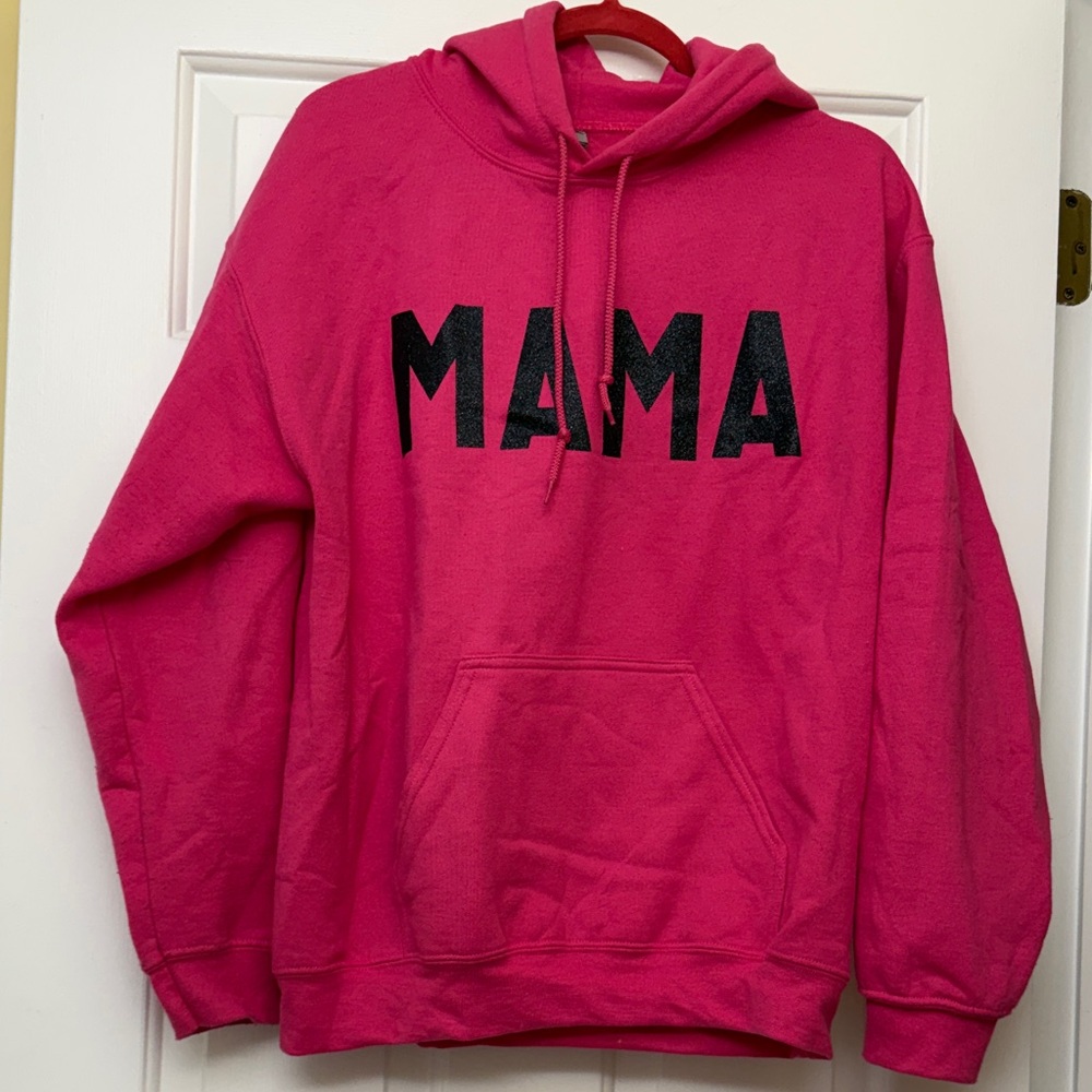 Gildan Pink Hoodie with Black Lettering